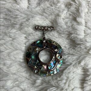 Silver and Iridescent Abalone Pendant